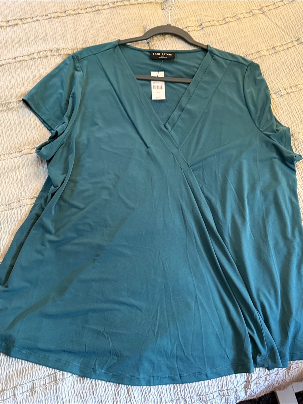 Lane Bryant Teal Surplice Short Sleeve Top - Deep Teal NEW WITH TAGS